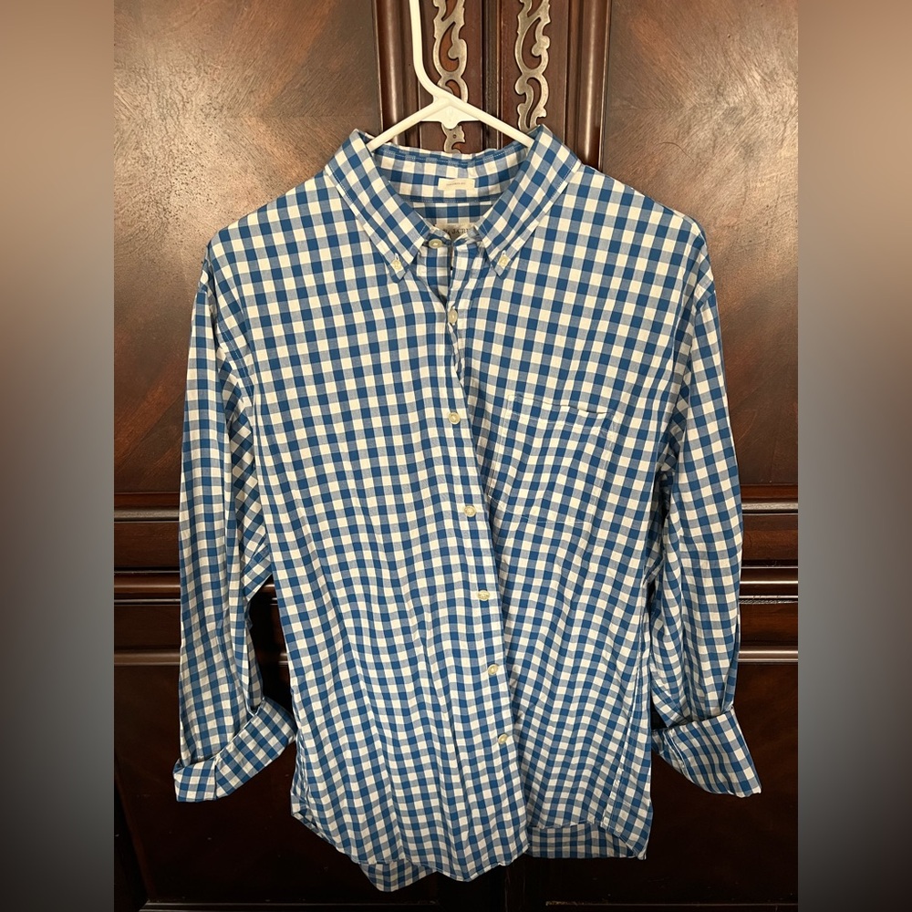 J. Crew Blue and White Plaid Shirt